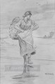 ビーチの漁師の女の子 リアリズム画家ウィンスロー・ホーマー